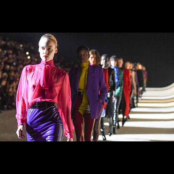 Yves Saint Laurent Pink & Gold Logo Sweatshirt Rare YSL Vintage - Picture 6 of 6